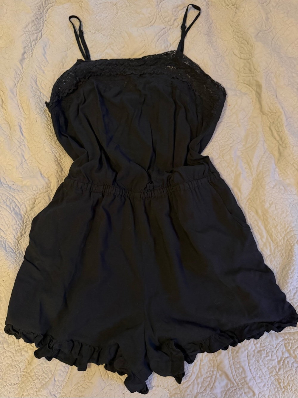 Black Lace-Trim Romper- forever 21 plus